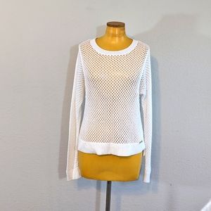 Michael Michael Kors White Cotton Open Knit Pullover Sweater